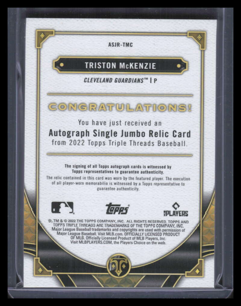DELETE 129297 2022 Topps Triple Threads Autographs Emerald Triston McKenzie Jersey Auto 50/50
