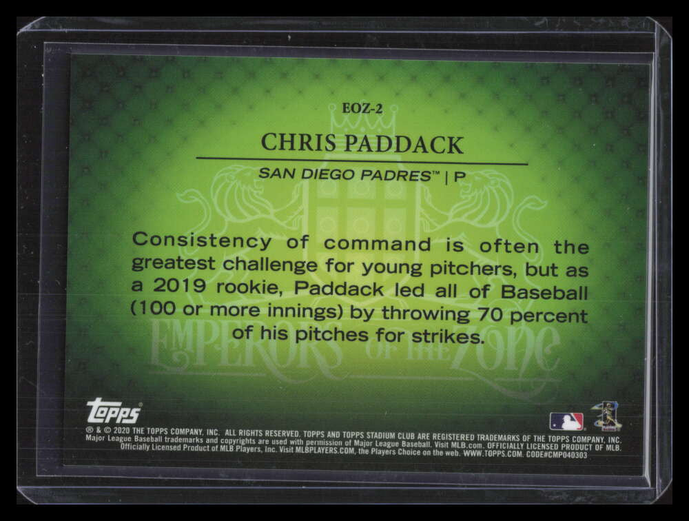 2020 Stadium Club Chrome Emperors of Zone Orange Refractor Chris Paddack 4/25