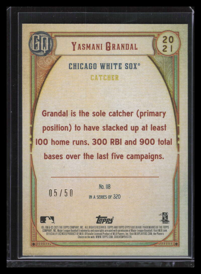 2021 Topps Gypsy Queen Black and White 118 Yasmani Grandal 5/50