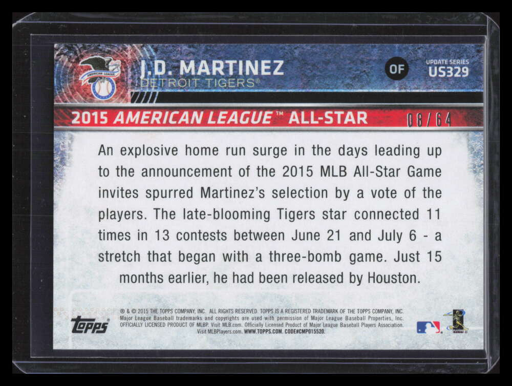 2015 Topps Update Black us329 J. D. Martinez 8/64