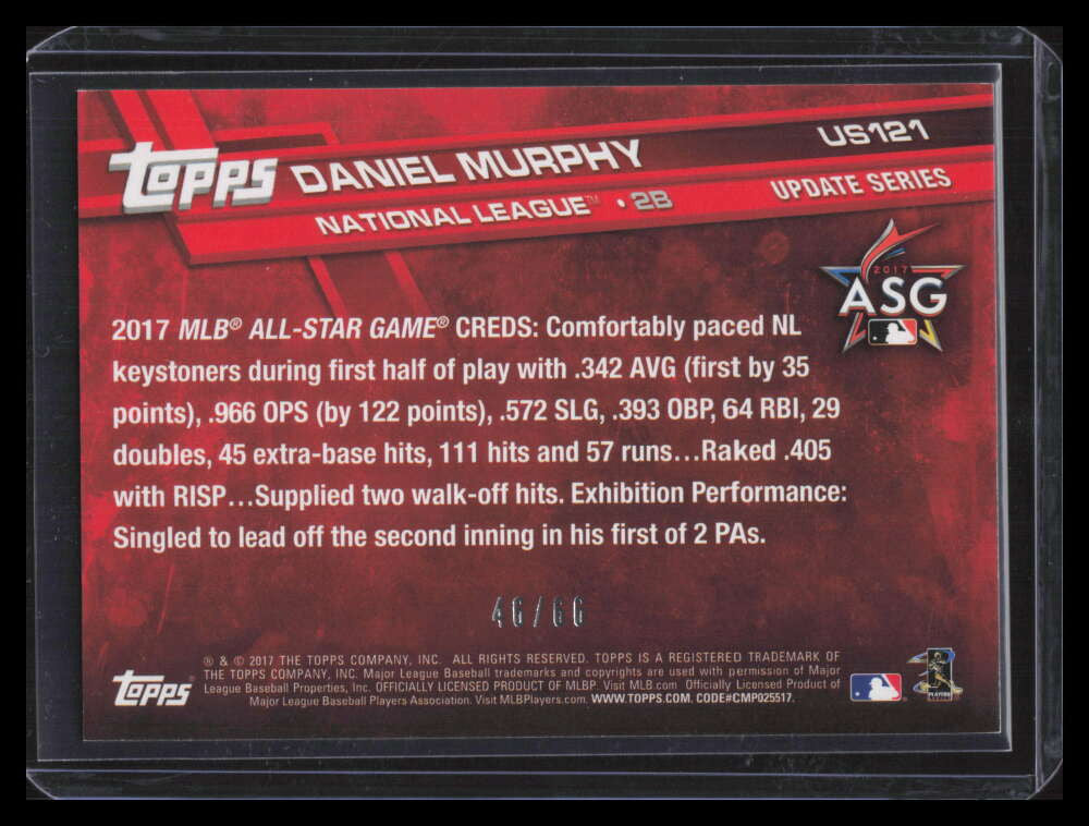2017 Topps Update Black us121 Daniel Murphy 46/66