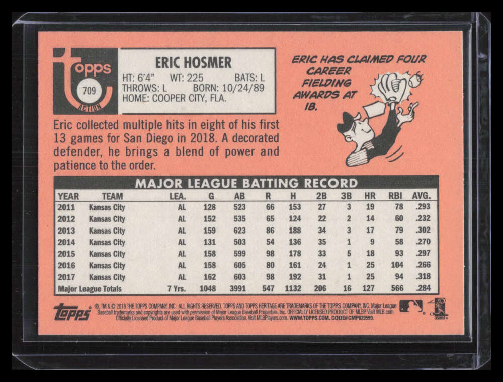 2018 Topps Heritage Action Variations 709 Eric Hosmer SP