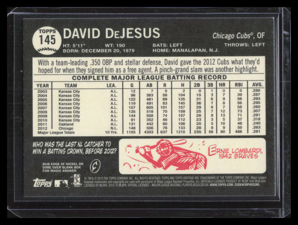 2013 Topps Heritage Venezuelan 145 David DeJesus