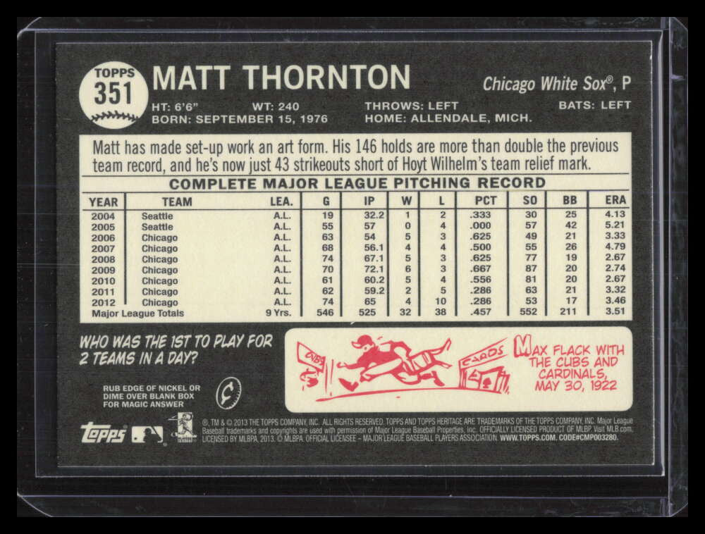 2013 Topps Heritage Venezuelan 351 Matt Thornton