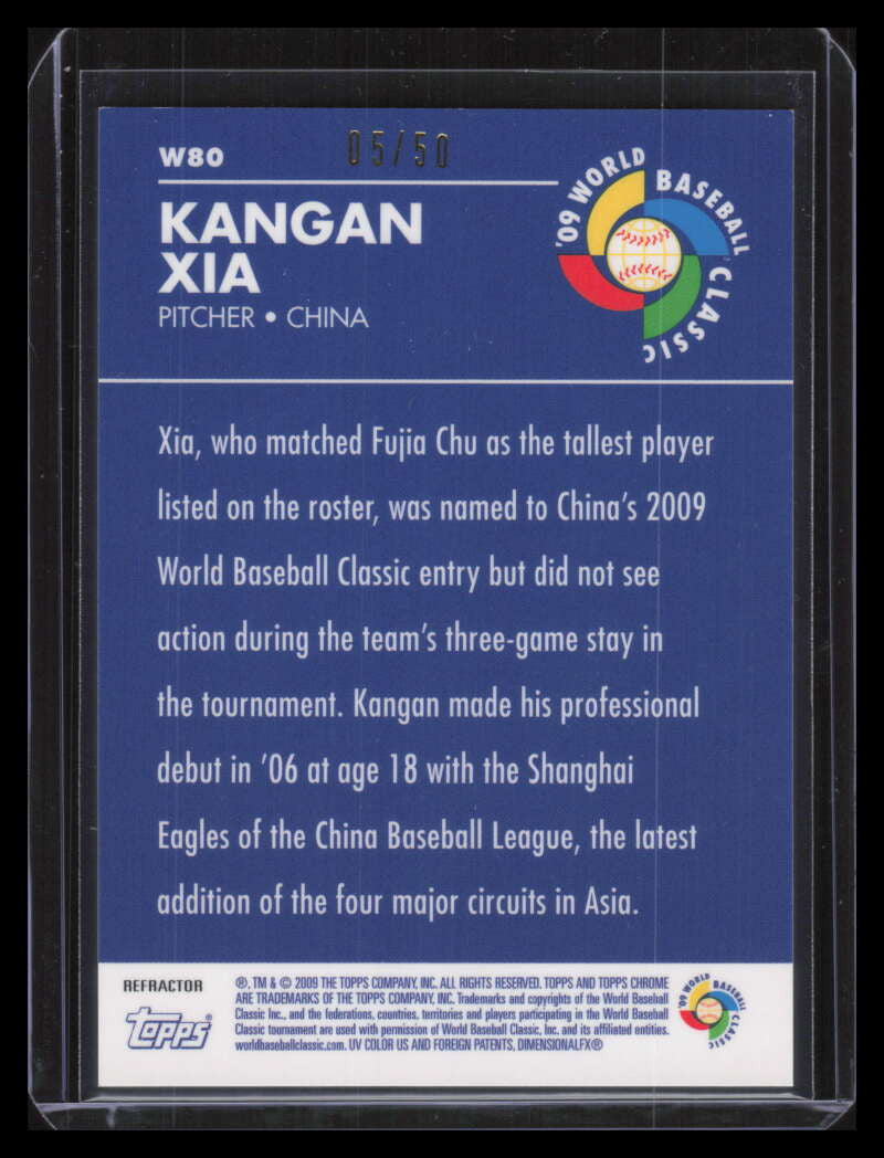 2009 Topps Chrome World Baseball Classic Gold Refractor w80 Kangan Xia 5/50