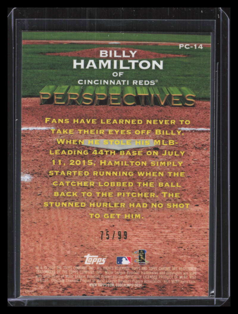 2016 Topps Chrome Perspectives Green Refractor pc14 Billy Hamilton 75/99