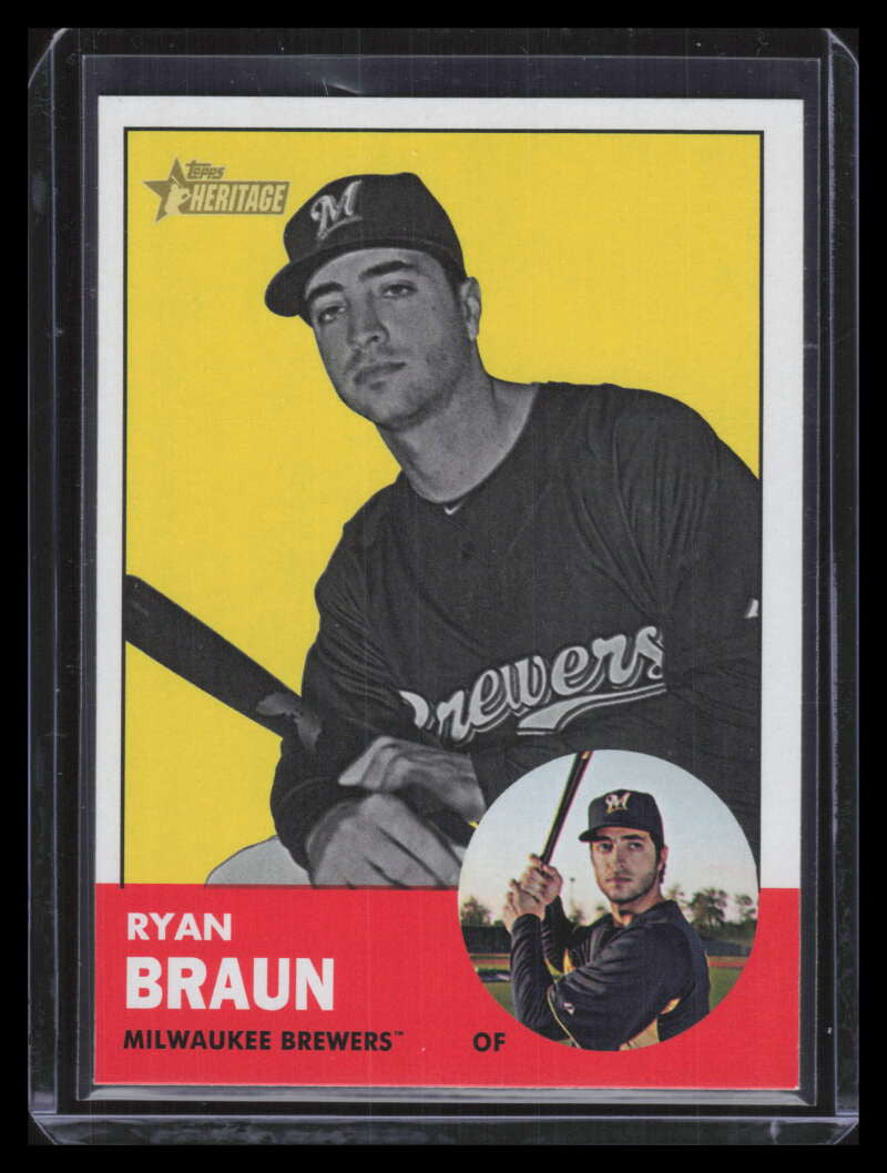 2012 Topps Heritage 276b Ryan Braun BW Color Swap Black and White SP