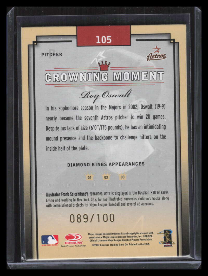 2003 Diamond Kings Gold Foil 105 Roy Oswalt 89/100