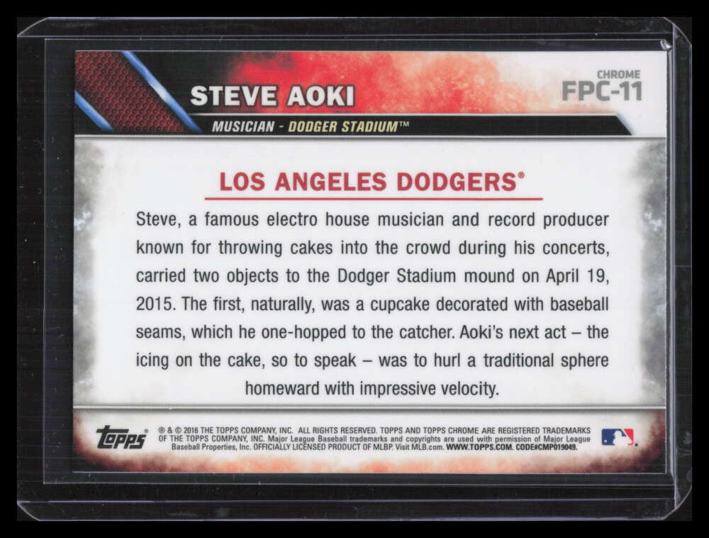 2016 Topps Chrome First Pitch fpc11 Steve Aoki F00204