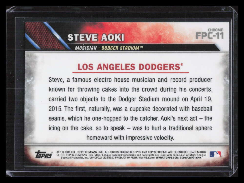 2016 Topps Chrome First Pitch fpc11 Steve Aoki F00206