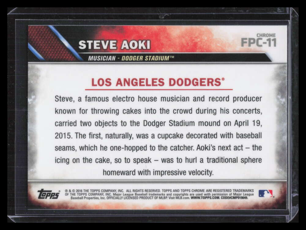 2016 Topps Chrome First Pitch fpc11 Steve Aoki F00207
