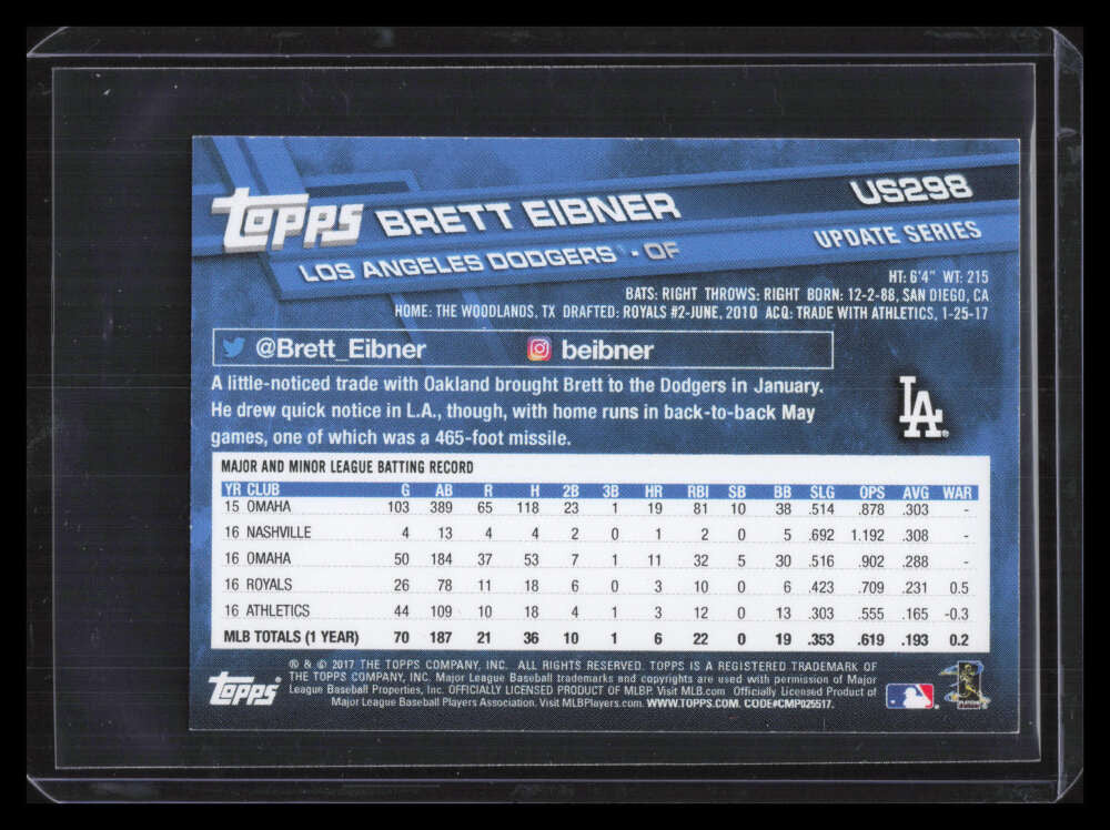 2017 Topps On Demand Mini Update Red us298 Brett Eibner 1/5