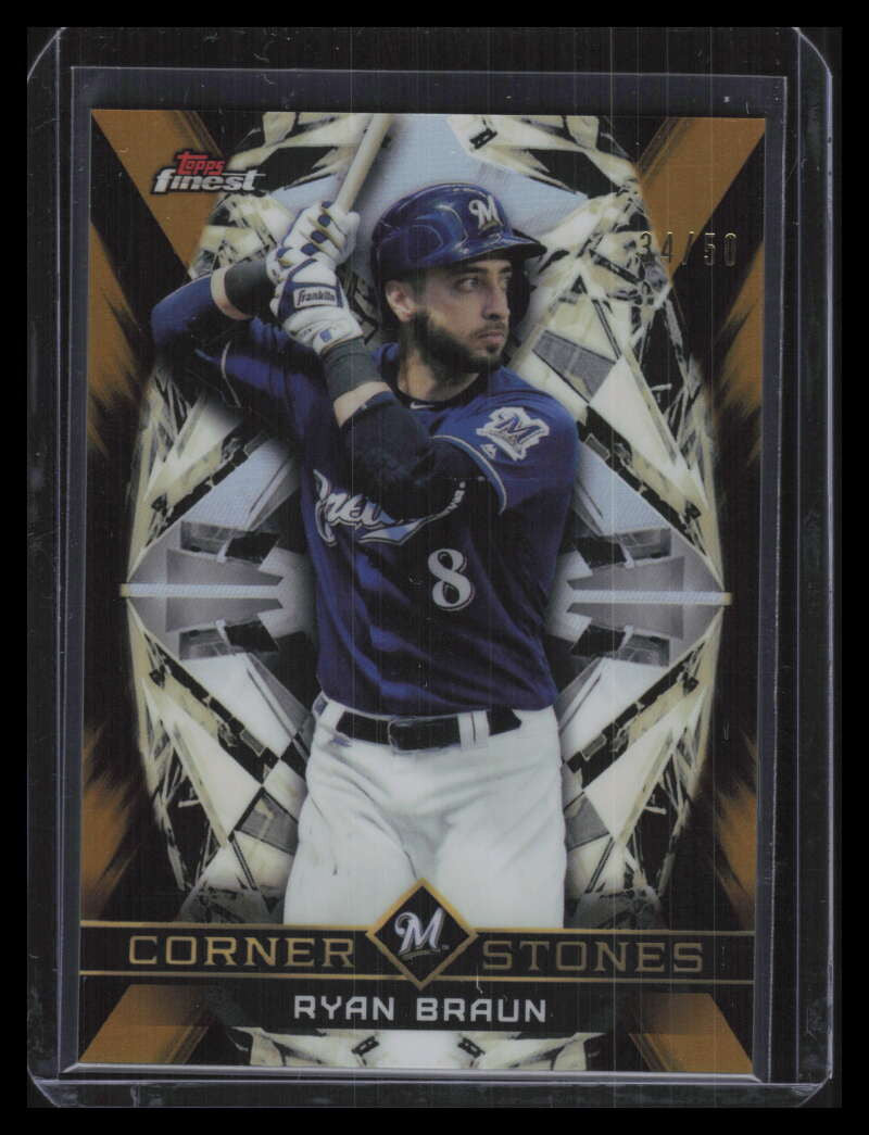 SOLD 129453 2018 Finest Cornerstones Gold Refractor FCRB Ryan Braun 34/50