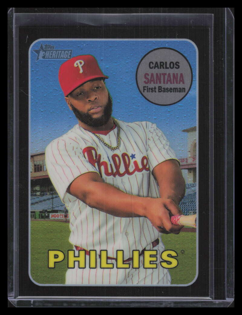 2018 Topps Heritage Chrome Black Refractor thc711 Carlos Santana 69/69