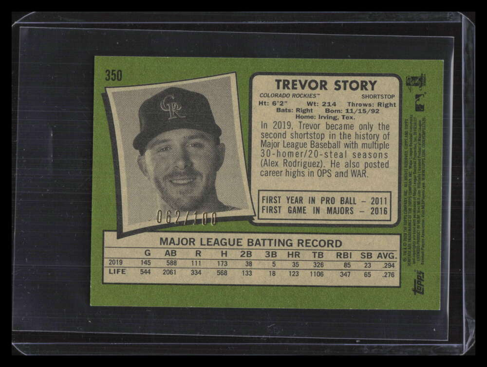 2020 Topps Heritage Mini 350 Trevor Story 62/100