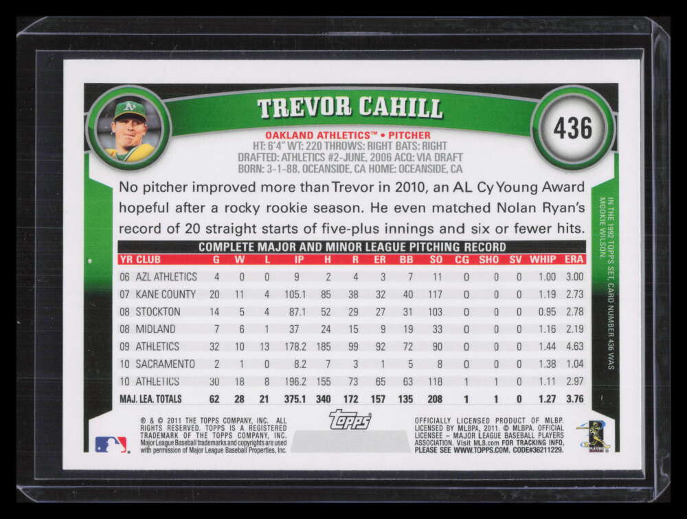 2011 Topps Sparkle 436 Trevor Cahill