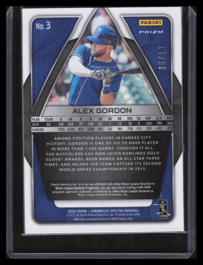 2020 Panini Spectra Gold Refractor 3 Alex Gordon 5/10