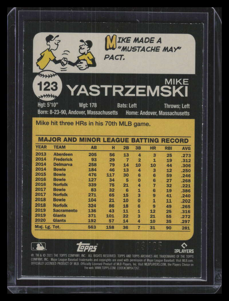 2021 Topps Archives Blue Foil 123 Mike Yastrzemski 23/25