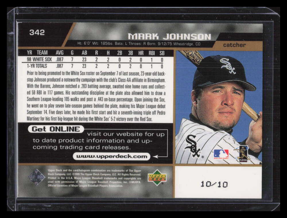 1999 Upper Deck Exclusives Level 2 342 Mark Johnson 10/10