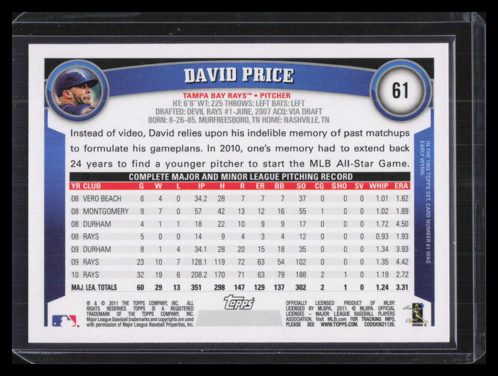 2011 Topps Sparkle 61 David Price