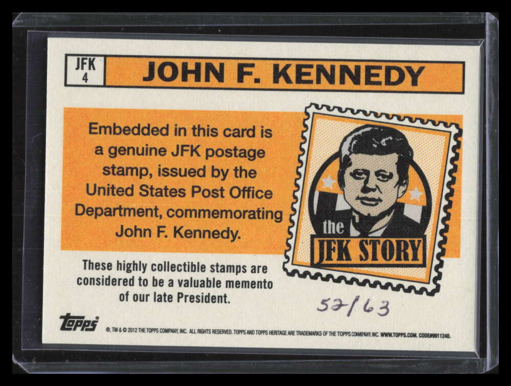 2012 Topps Heritage JFK Stamp Collection The America John F Kennedy Stamp 52/63