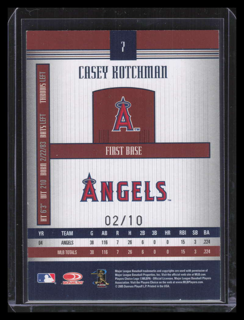2005 Donruss Signature Century Proofs Platinum 7 Casey Kotchman 2/10