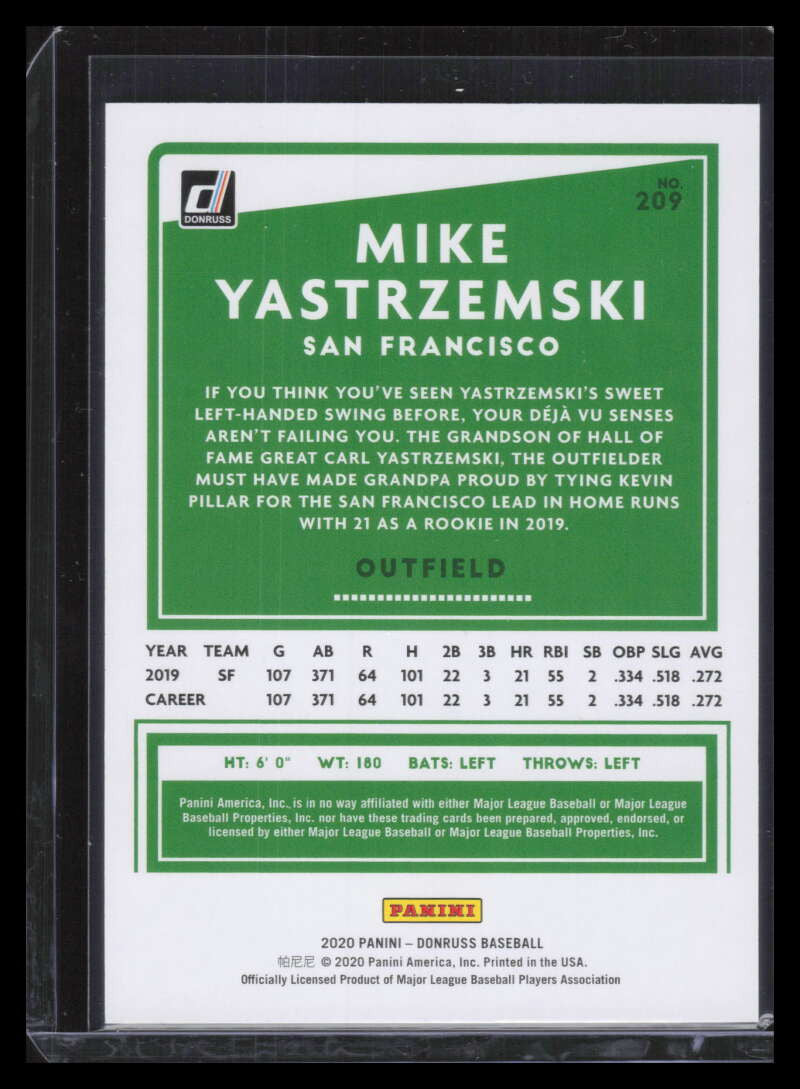2020 Donruss Artist Proof 209 Mike Yastrzemski 7/10