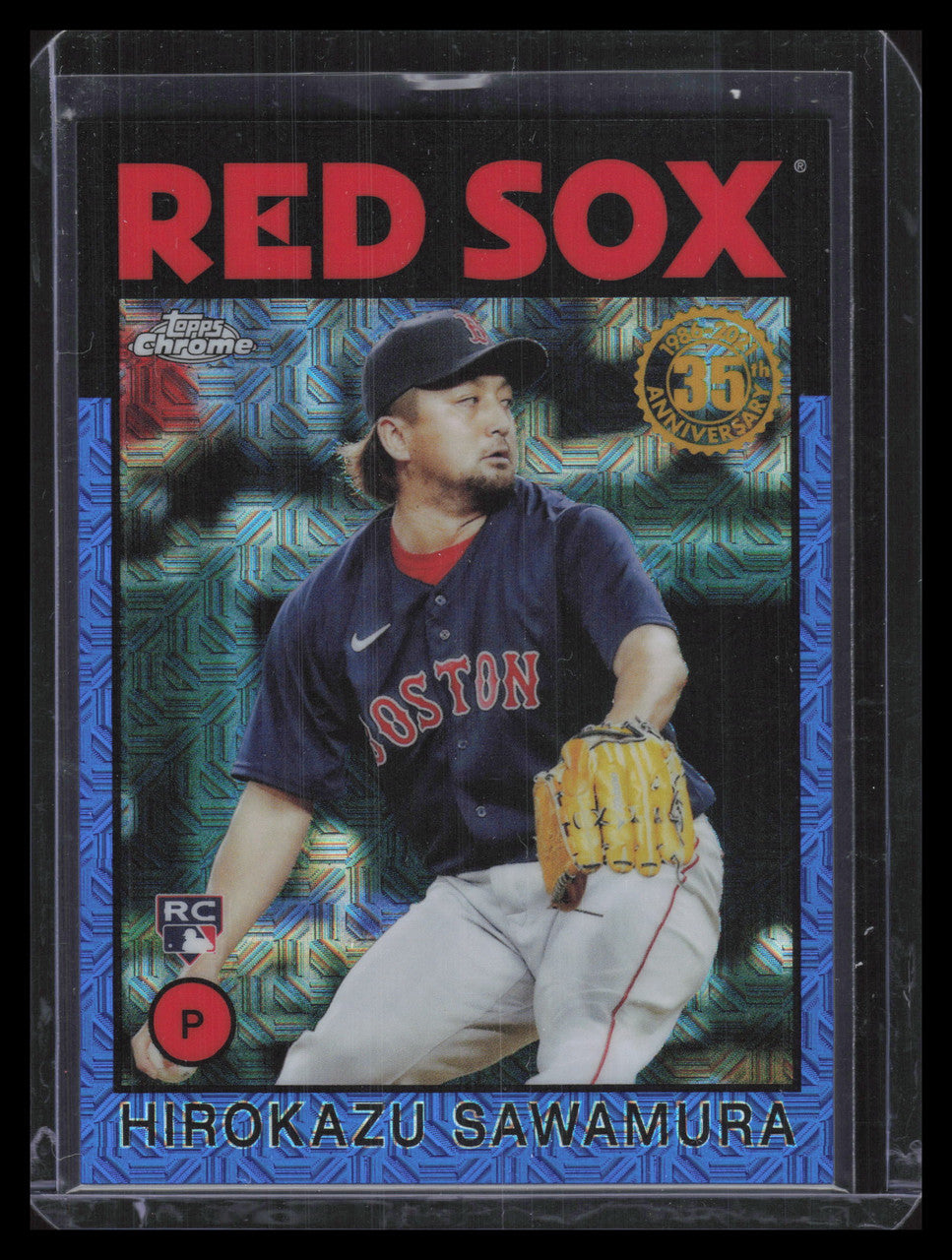 2021 Topps '86 Silver Pack Chrome Blue Refractor Hirozaku Sawamura Rookie 74/150