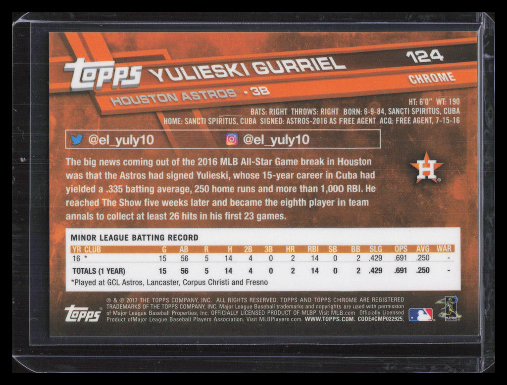 2017 Topps Chrome Negative Refractor 124 Yulieski Gurriel Rookie