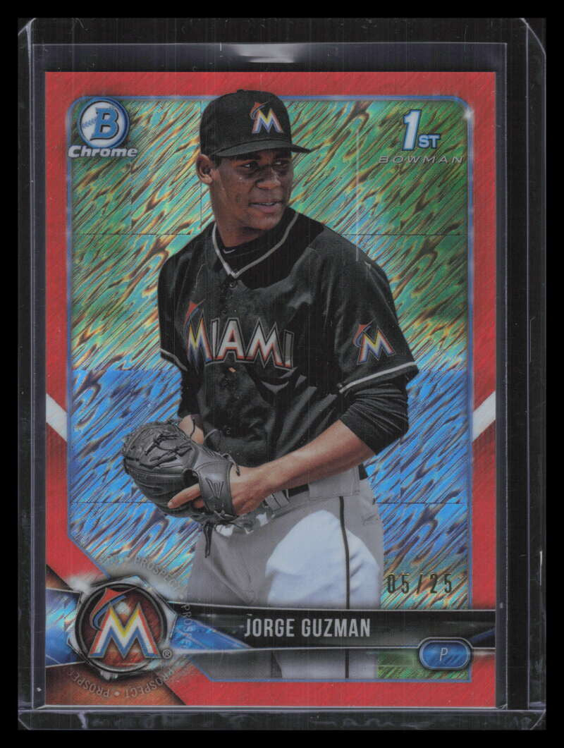 2018 Bowman Chrome Orange Shimmer Refractor bcp180 Jorge Guzman Rookie 5/25