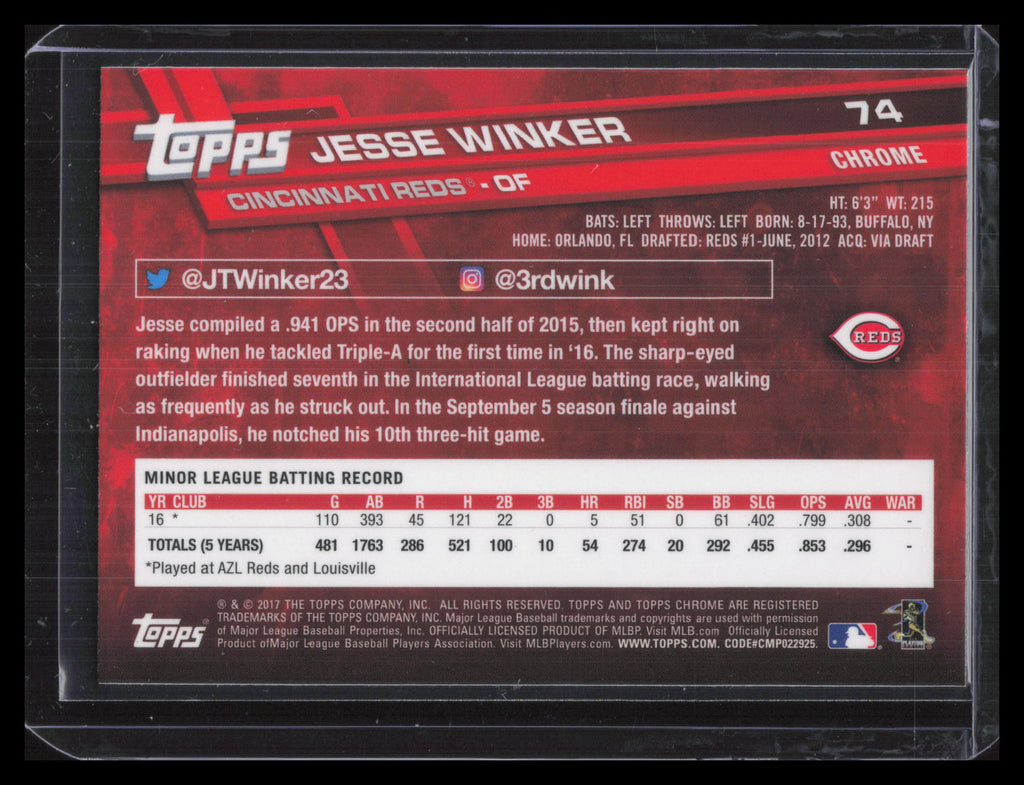 2017 Topps Chrome Prism Refractor 74 Jesse Winker Rookie