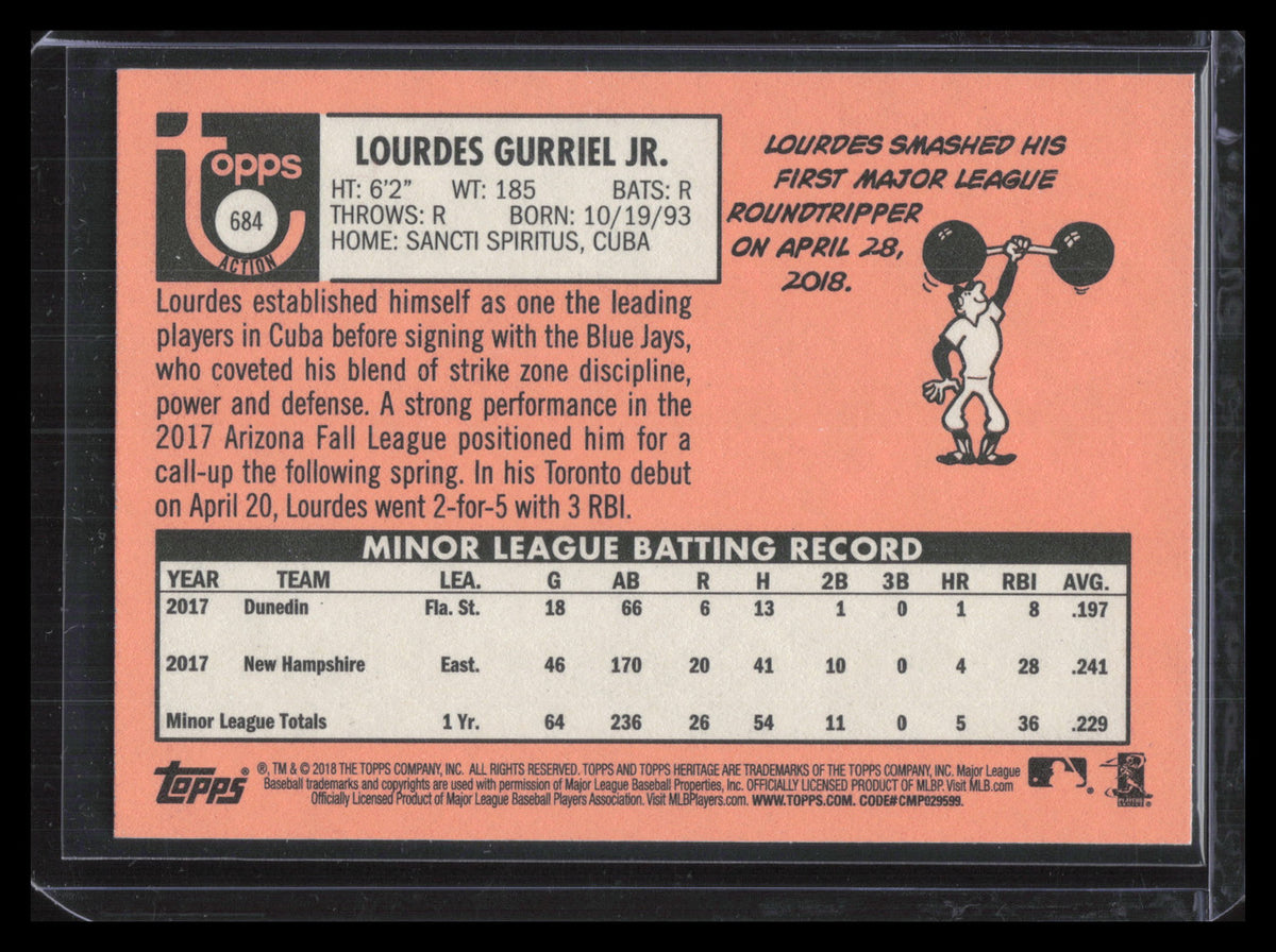 2018 Topps Heritage Action Variations 684 Lourdes Gurriel Jr. Rookie SP
