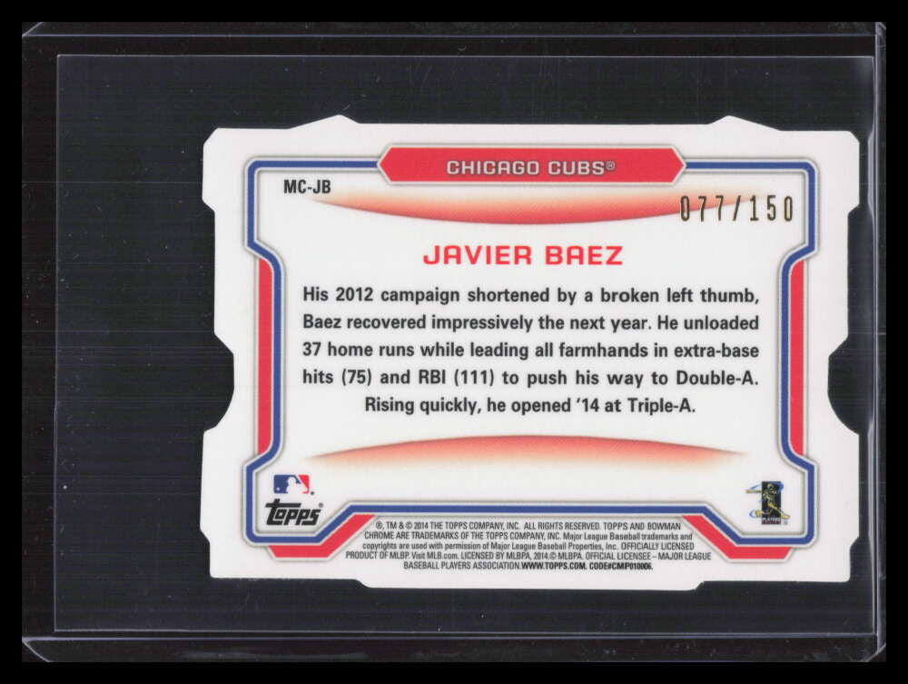2014 Bowman Chrome Mini Die-Cut Refractor MCJB Javier Baez Rookie 77/150