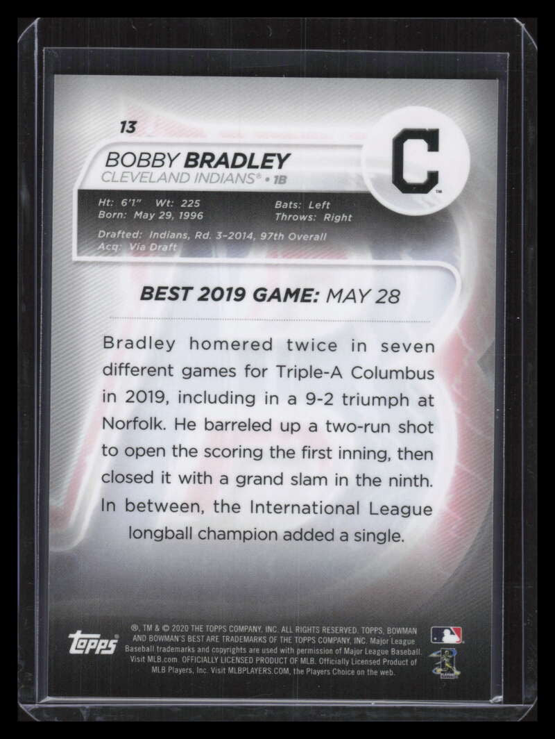 2020 Bowman's Best Orange Refractor 13 Bobby Bradley Rookie 4/25