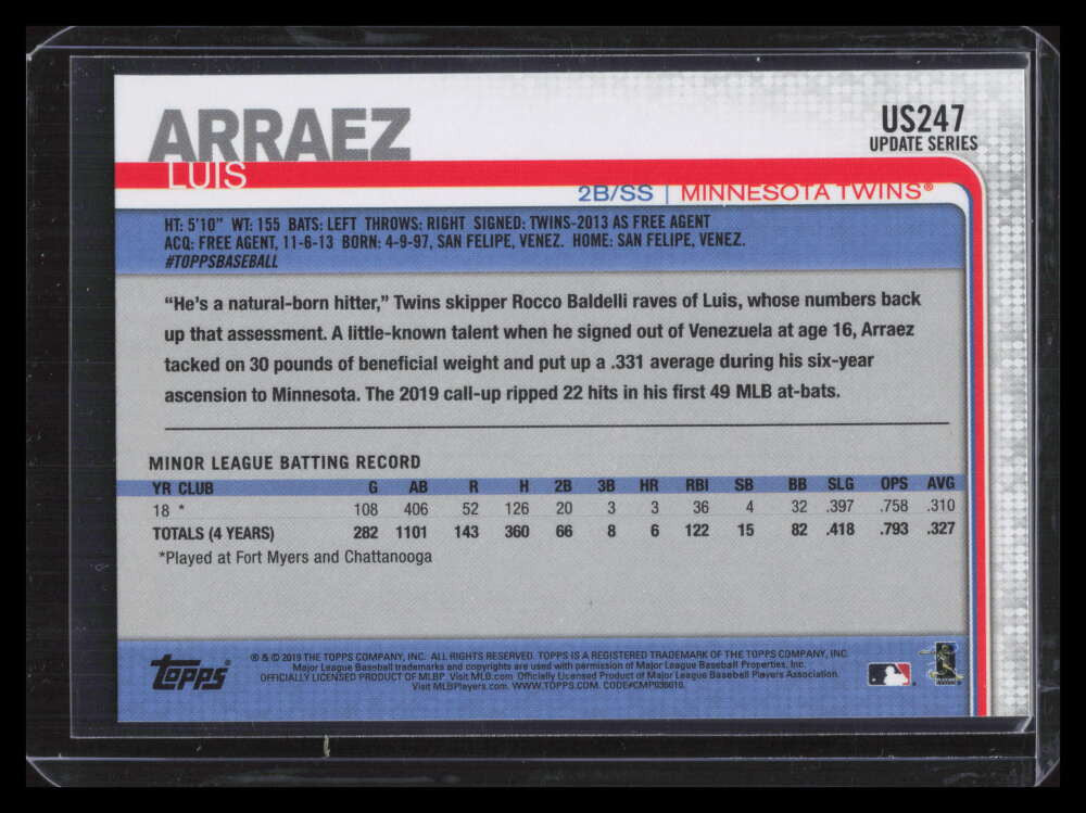 2019 Topps Update 150th Anniversary us247 Luis Arraez Rookie