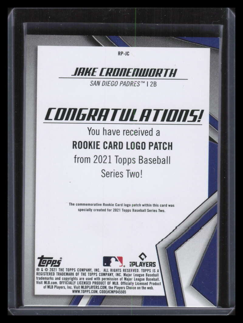 2021 Topps Rookie Card Patches RCJC Jake Cronenworth Rookie Patch