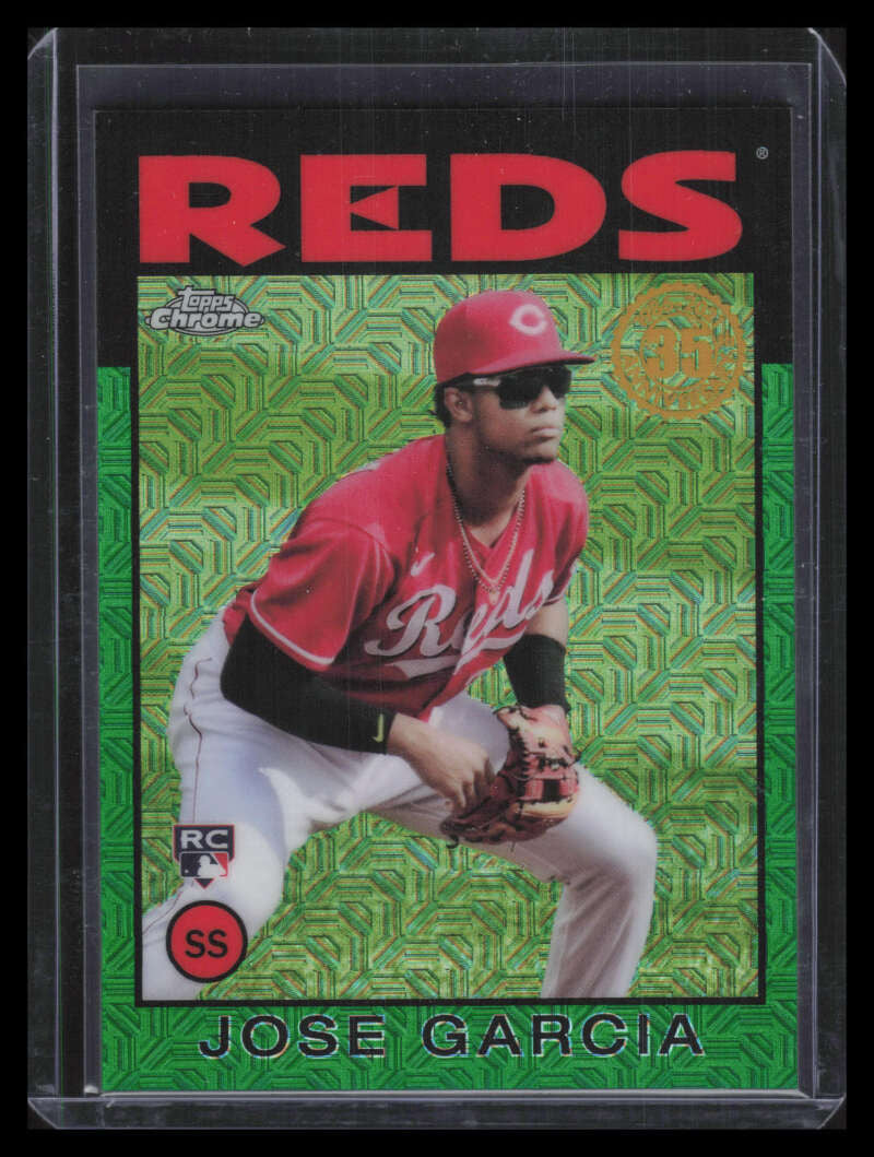 2021 Topps 86 Silver Pack Chrome Green Refractor 86tc47 Jose Garcia Rookie 45/99
