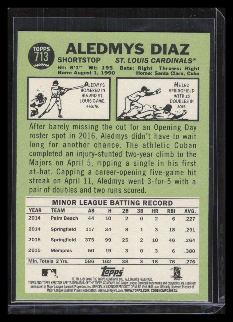 2016 Topps Heritage 713c Aledmys Diaz Color Swap Variation SP