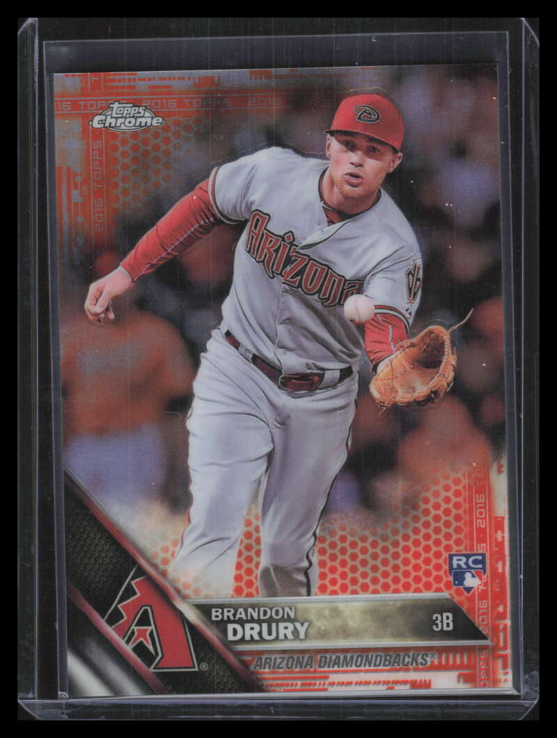 2016 Topps Chrome Orange Refractor 19 Brandon Drury Rookie 2/25