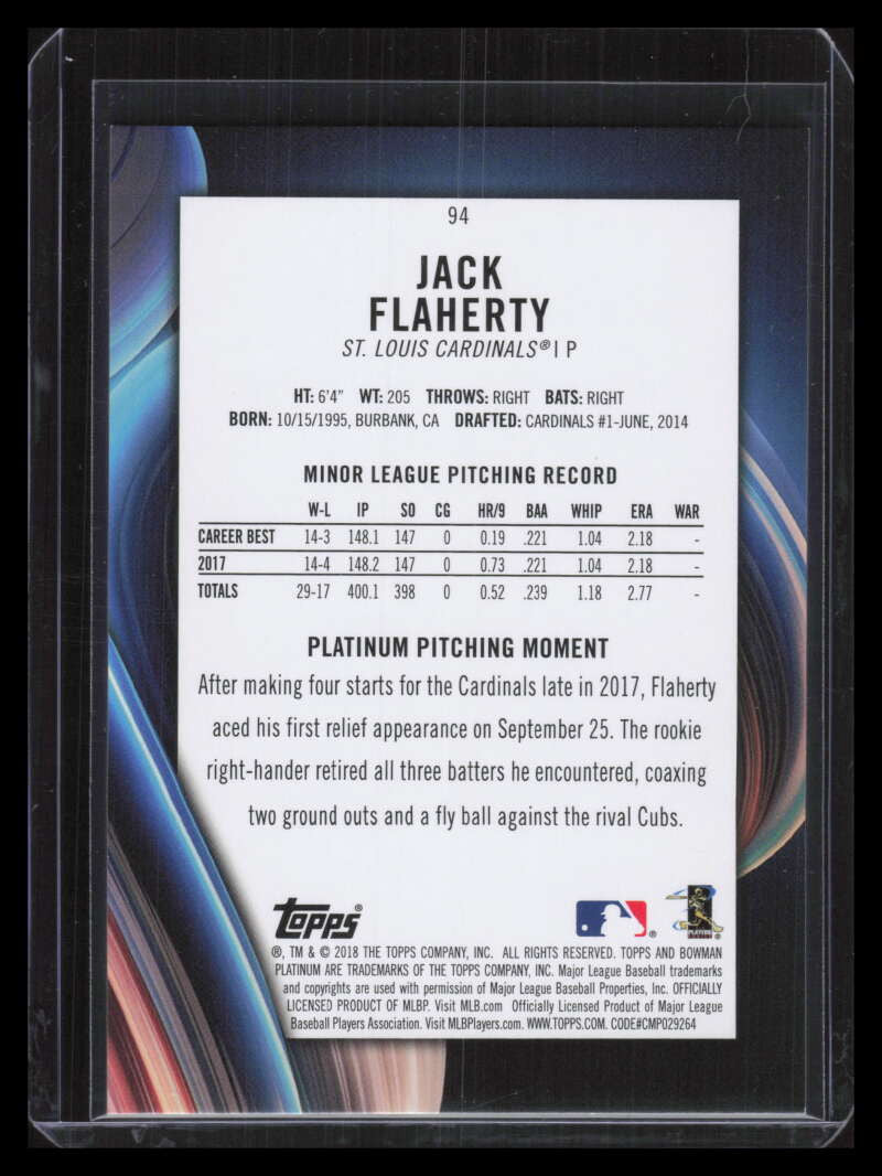DELETE 129654 2018 Bowman Platinum Orange 94 Jack Flaherty Rookie 22/25