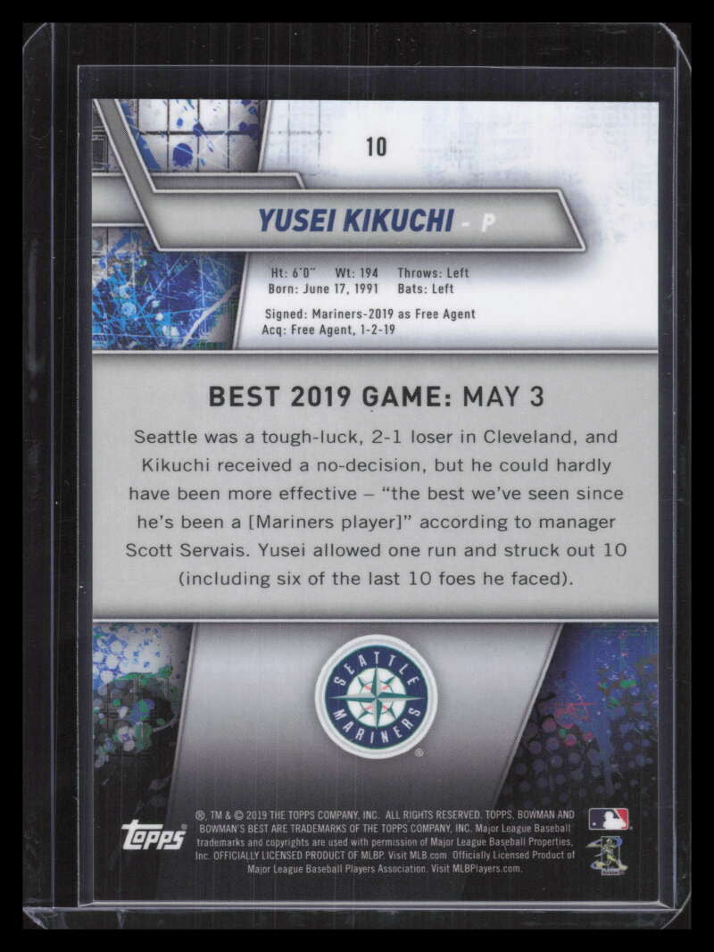 2019 Bowman's Best Red Refractor 10 Yusei Kikuchi Rookie 4/10