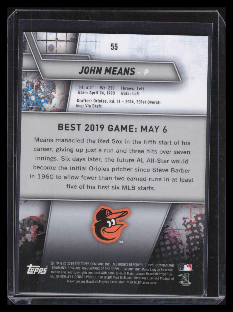 2019 Bowman's Best Gold Refractor 55 John Means Rookie 38/50