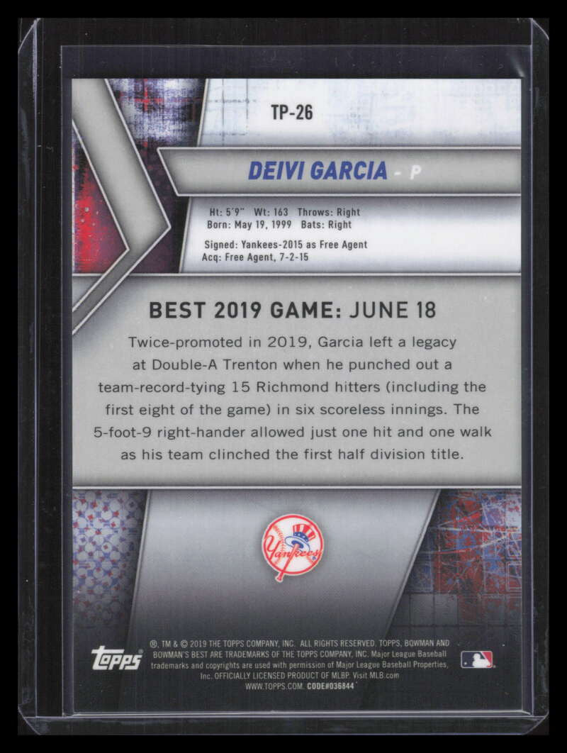 2019 Bowman's Best Top Prospects Red Refractor tp26 Deivi Garcia Rookie 9/10