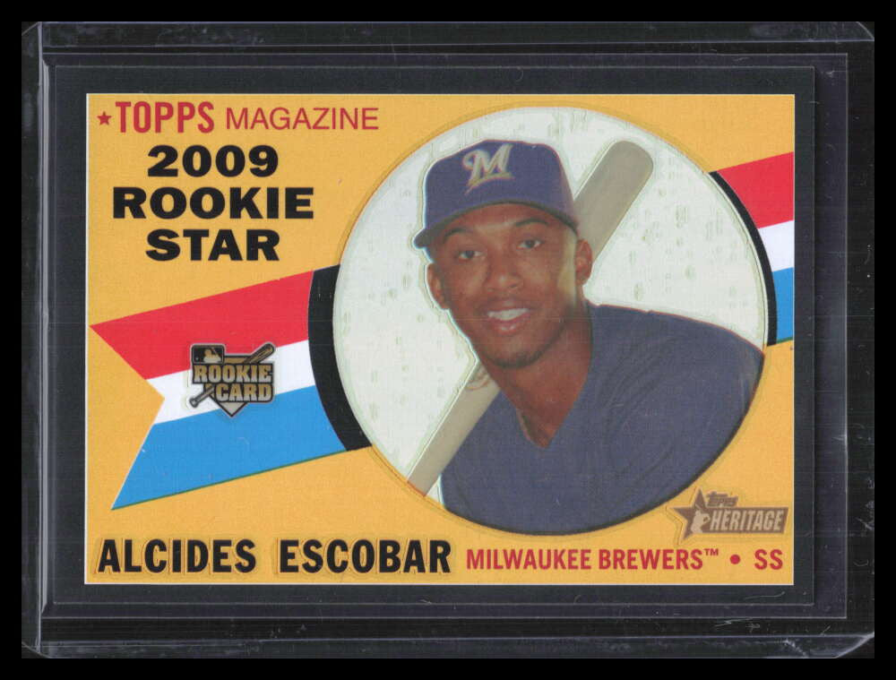 2009 Topps Heritage Chrome Black Refractor c81 Alcides Escobar Rookie 9/60