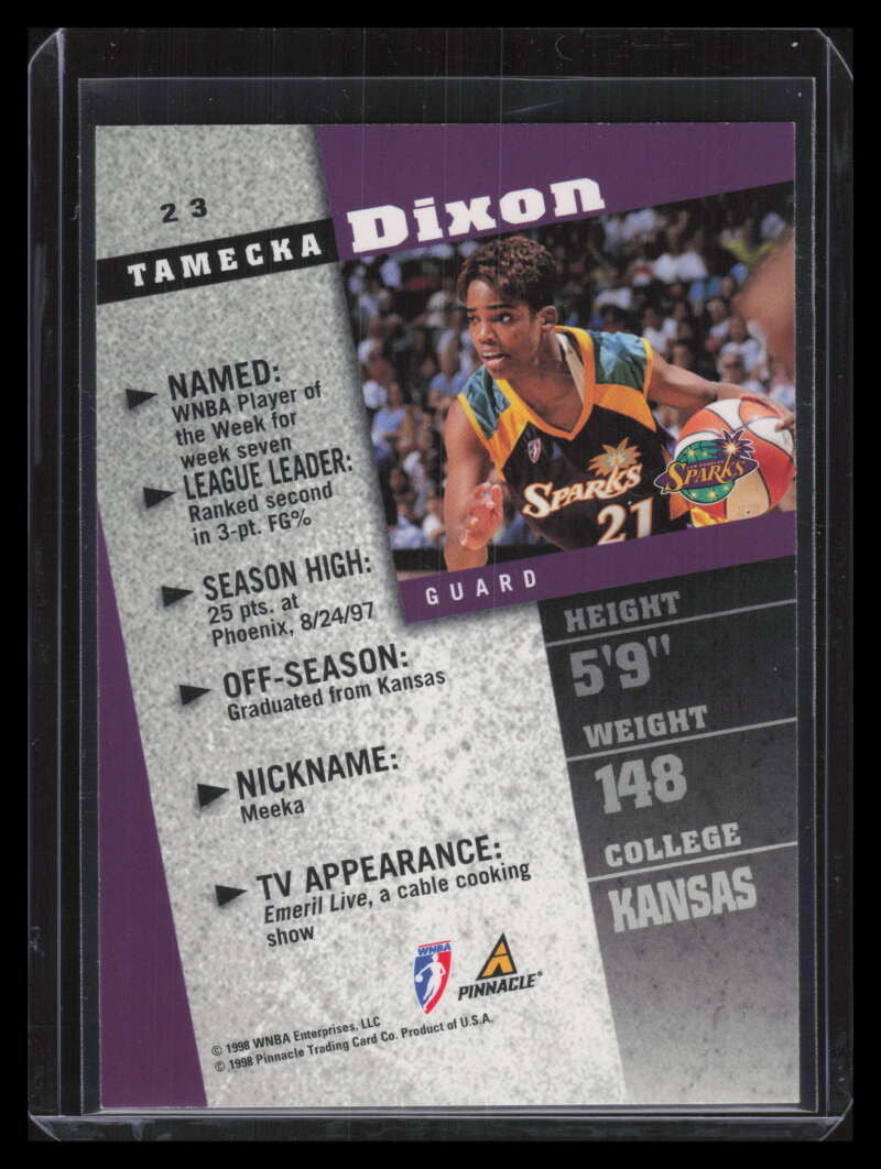 1998 Pinnacle Inside WNBA Arena Collection 23 Tamecka Dixon F00120