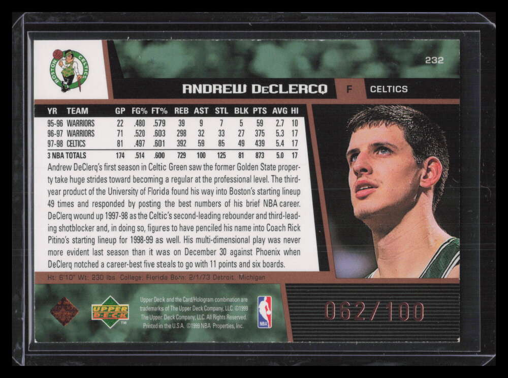 1998-99 Upper Deck Bronze 232 Andrew DeClercq 62/100