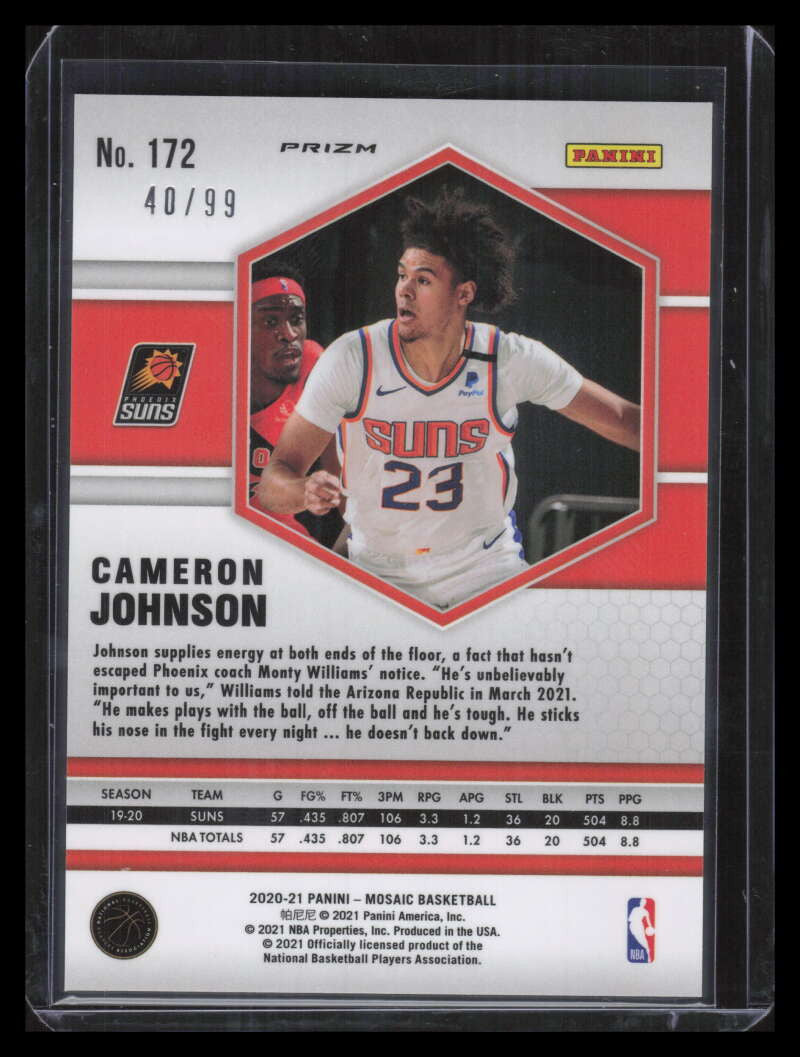 2020-21 Panini Mosaic Mosaic Blue Refractor 172 Cameron Johnson 40/99