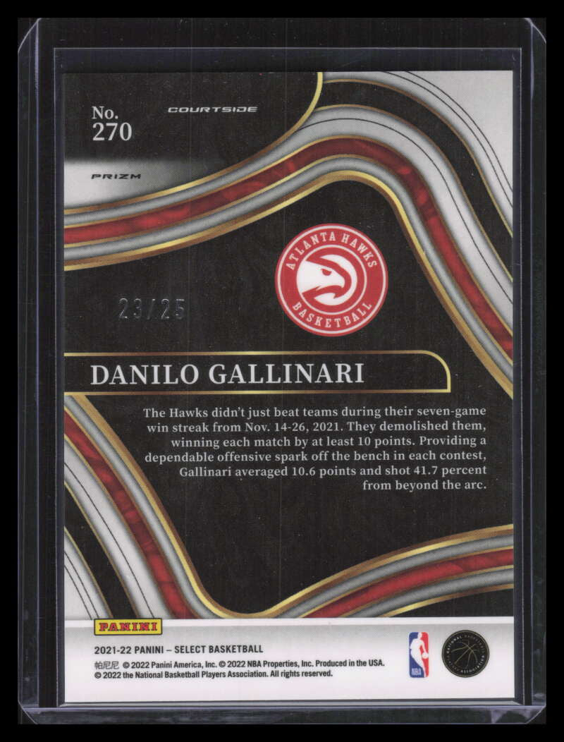 2021-22 Select Prizms Blue Disco Refractor 270 Danilo Gallinari 23/25 Courtside