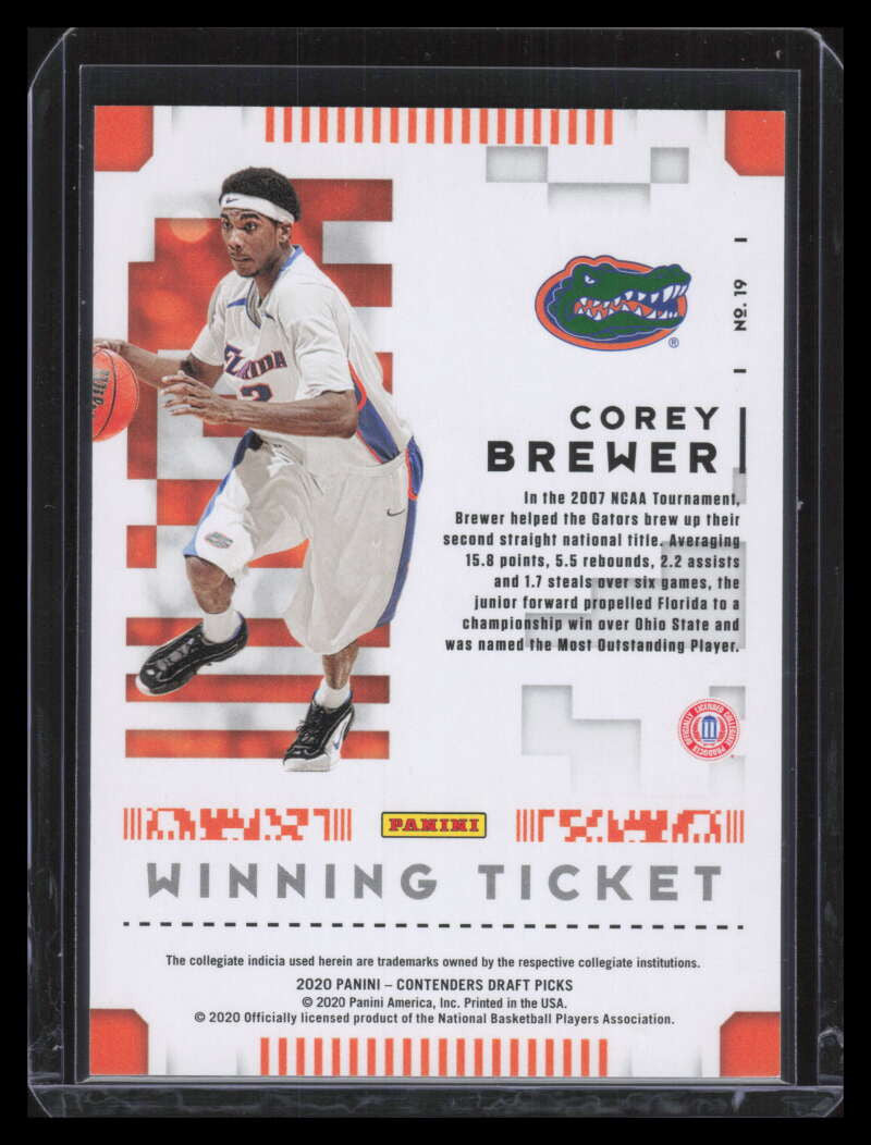 2020-21 Panini Contenders Draft Winning Ticket Cracked Ice 19 Corey Brewer 18/23