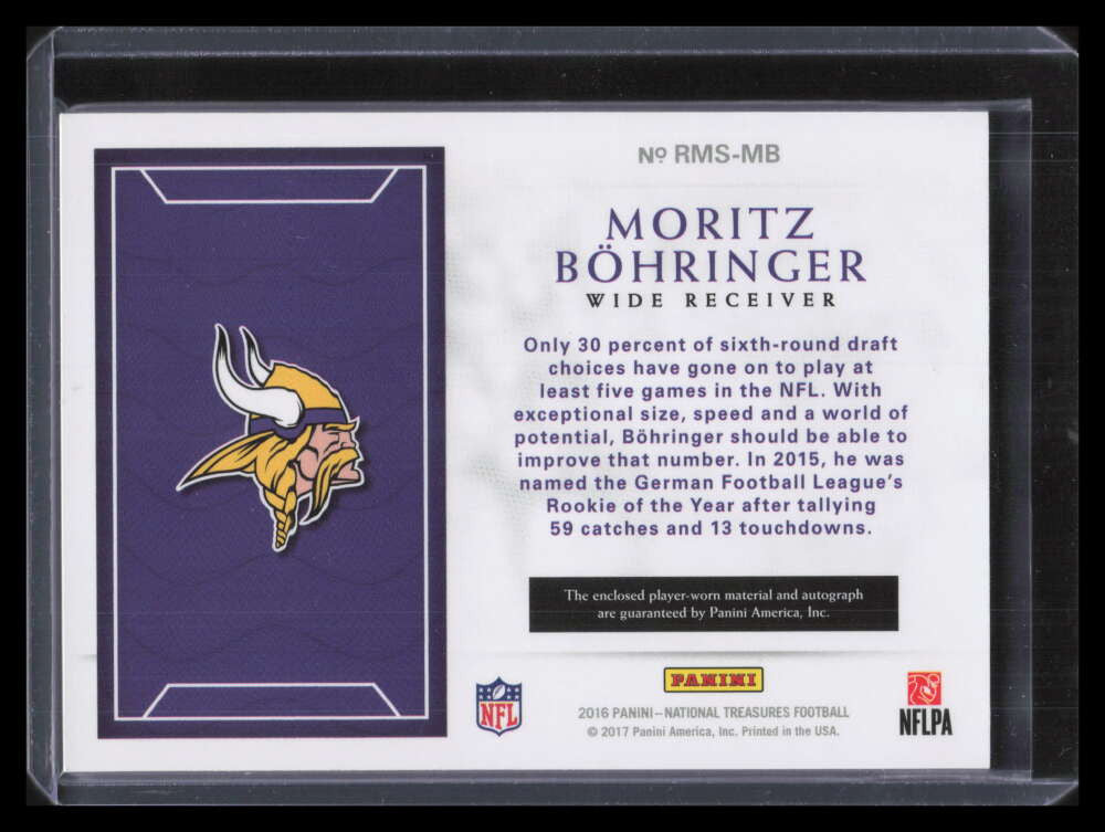 2016 Panini National Treasures Green Moritz Bohringer Rookie Patch Auto 51/81